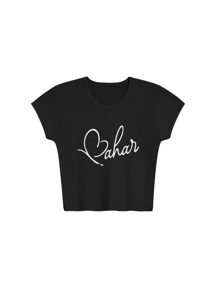 Bahar Crop T-Shirt in Black / Red