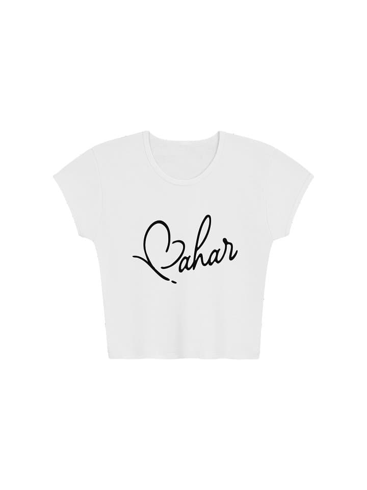 Bahar Crop T-Shirt in White / Light Pink